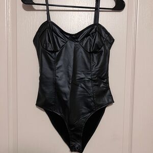 Forever 21 Black Faux Leather Top